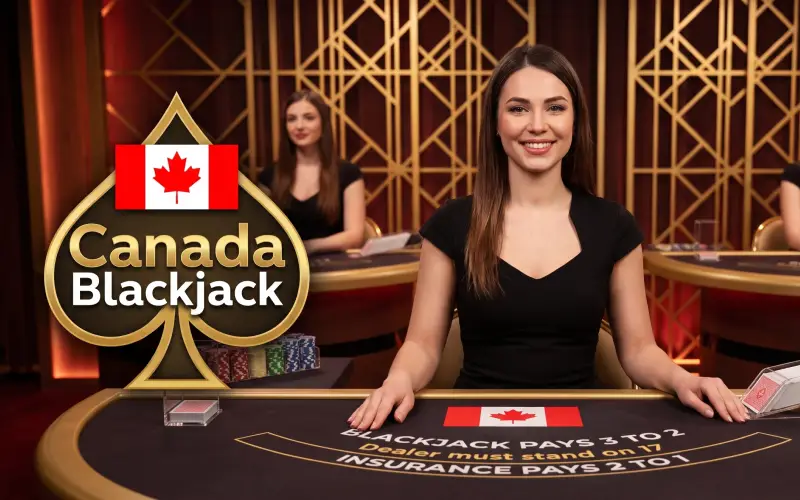 Pokonaj krupiera na żywo w emocjonującym wariancie Canada Blackjack w Win2Chill Casino app.