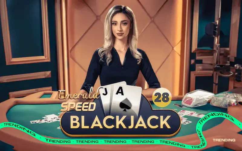 Wypróbuj dynamiczną rozgrywkę przy stole Emerald Speed Blackjack w Win2Chill Casino.